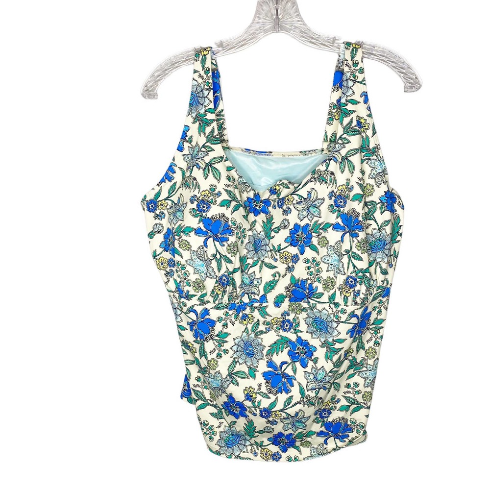 Lands' End Women's Floral Tankini Top Swimwear Scoop Neck Multicolor Size 18W